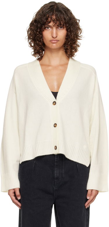 Pleteni pulover Loulou de Saison Loulou de Saison Kaia Ribbed Neckline Cardigan Bela | KAIA LDS, 0