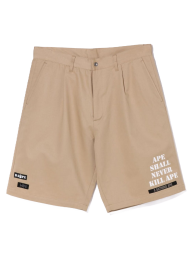 Kratke hlače BAPE Multi Motif Leather Pocket Chino Shorts Bež | 1I80-153-006