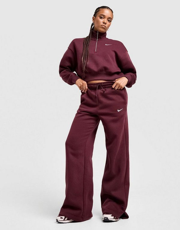 Trenirka Nike Nike Sportswear Phoenix Fleece High Rise Wide 2 Pants Bordo | IH1011-652