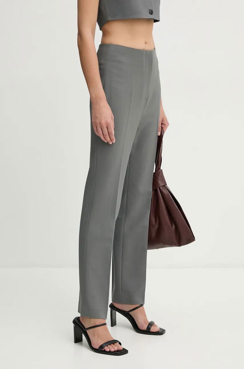 Hlače Nanushka Erinna High Waist Pants Siva | NW24PFOW18055