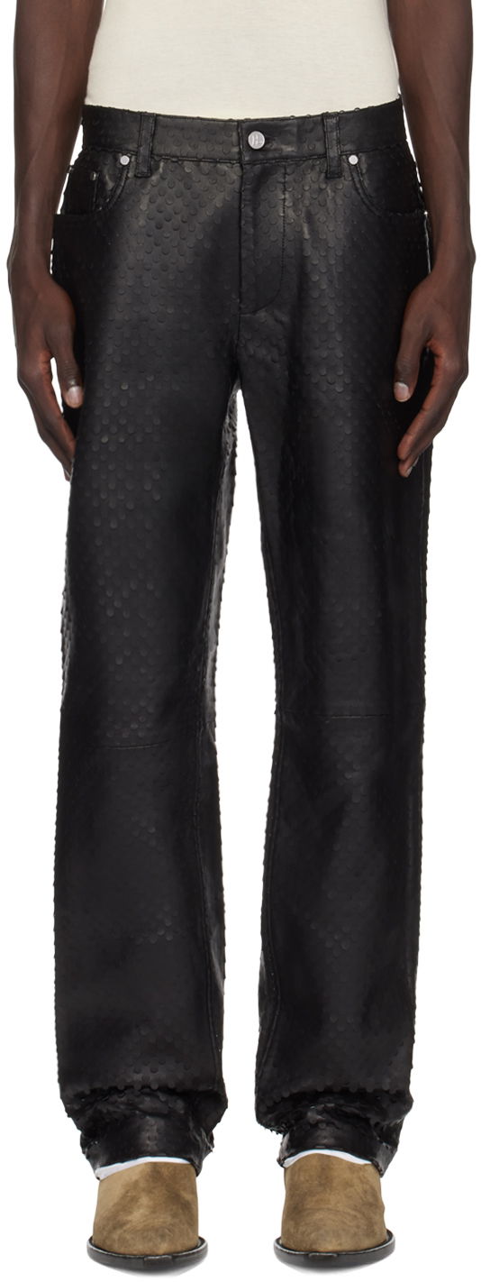 Kavbojke Helmut Lang Helmut Lang Hole-Punched Worker Leather Pants Črna | O06HM210