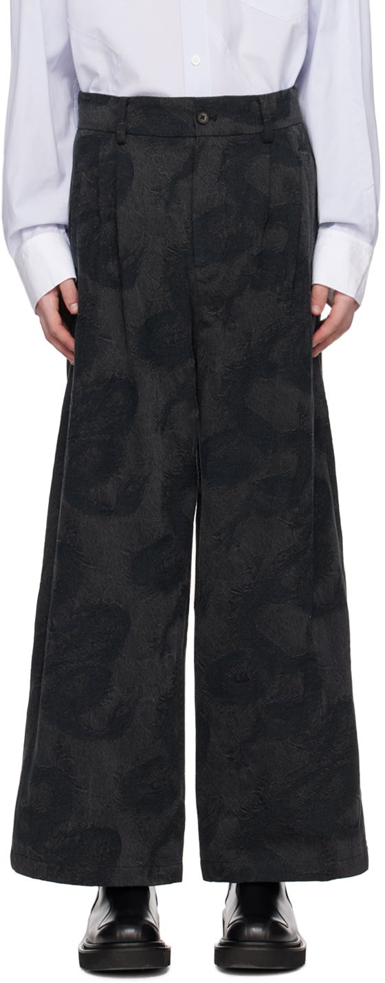 Hlače Feng Chen Wang Feng Chen Wang Dragon Print Wide-Leg Trousers Črna | FUS17TR13