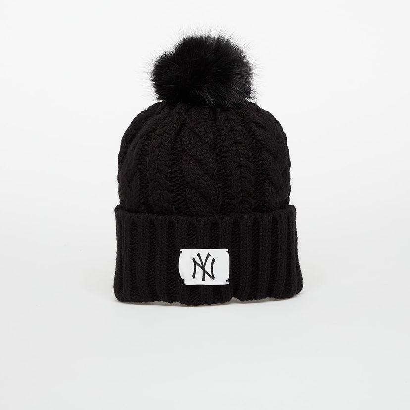 Beanie New Era Knit Medium MLB Cable Wide Beanie New York Yankees Universal Črna | 60691296