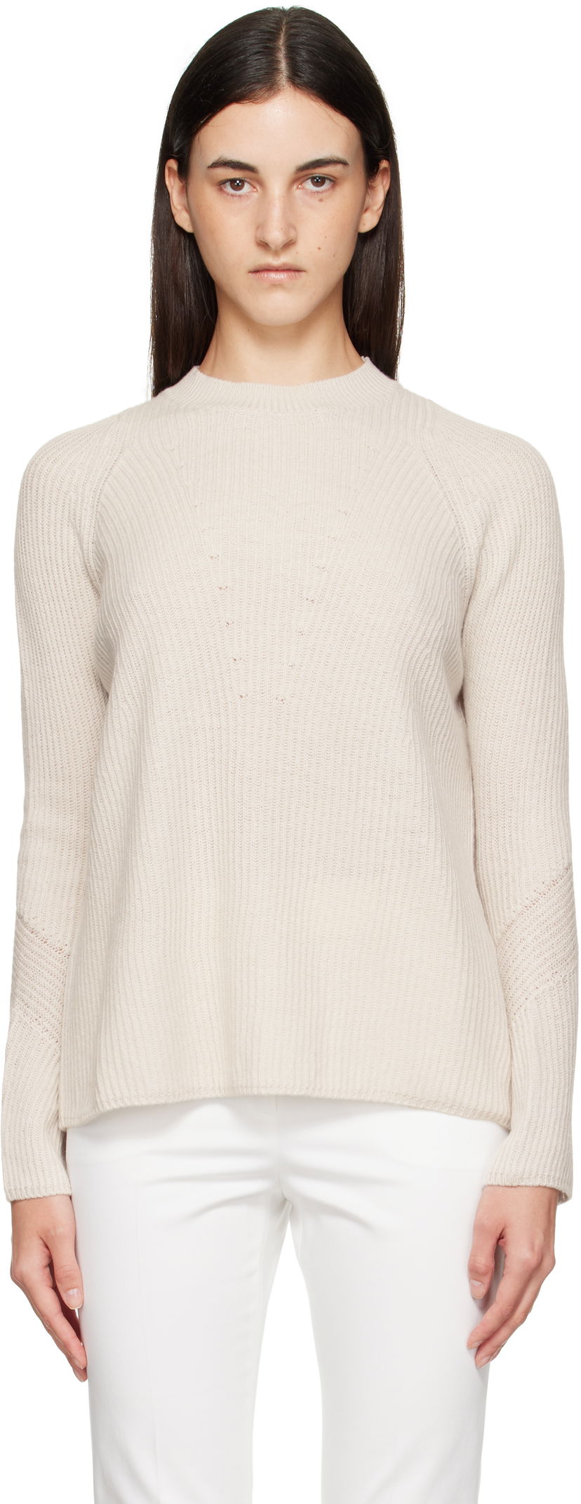 Pleteni pulover Max Mara Max Mara Molveno Knit Sweater Bež | 2529366121600