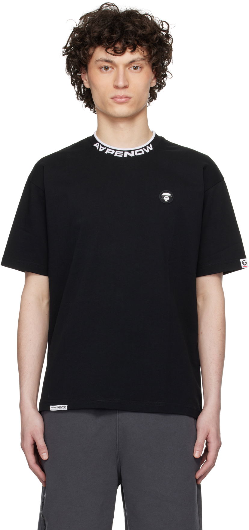Majica AAPE by A Bathing Ape AAPE by A Bathing Ape 'AAPE Now' Moonface Logo T-Shirt Črna | AAPTEM1604XXNBKX