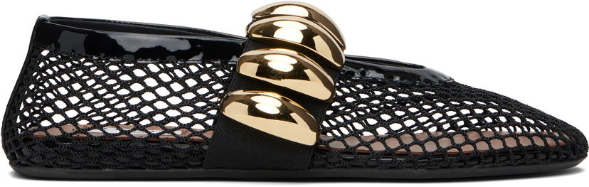 Nega čevljev Alaïa ALAÏA Fishnet Jewel Ballerina Flats Črna | AA3A067TK062