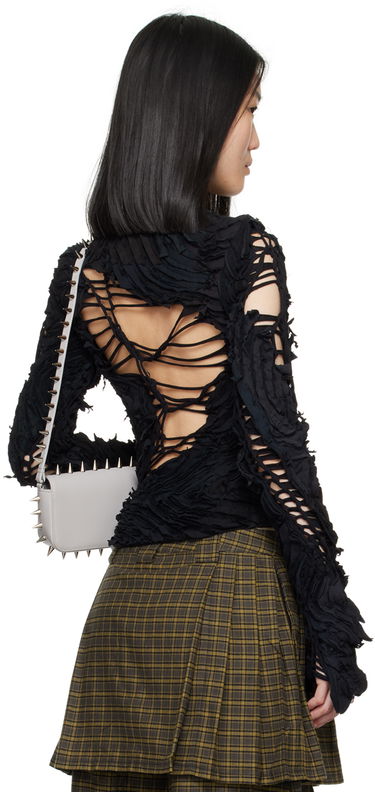 Pleteni pulover Collina Strada Collina Strada Chirp Cutout Long Sleeve Top Črna | XX3275, 2