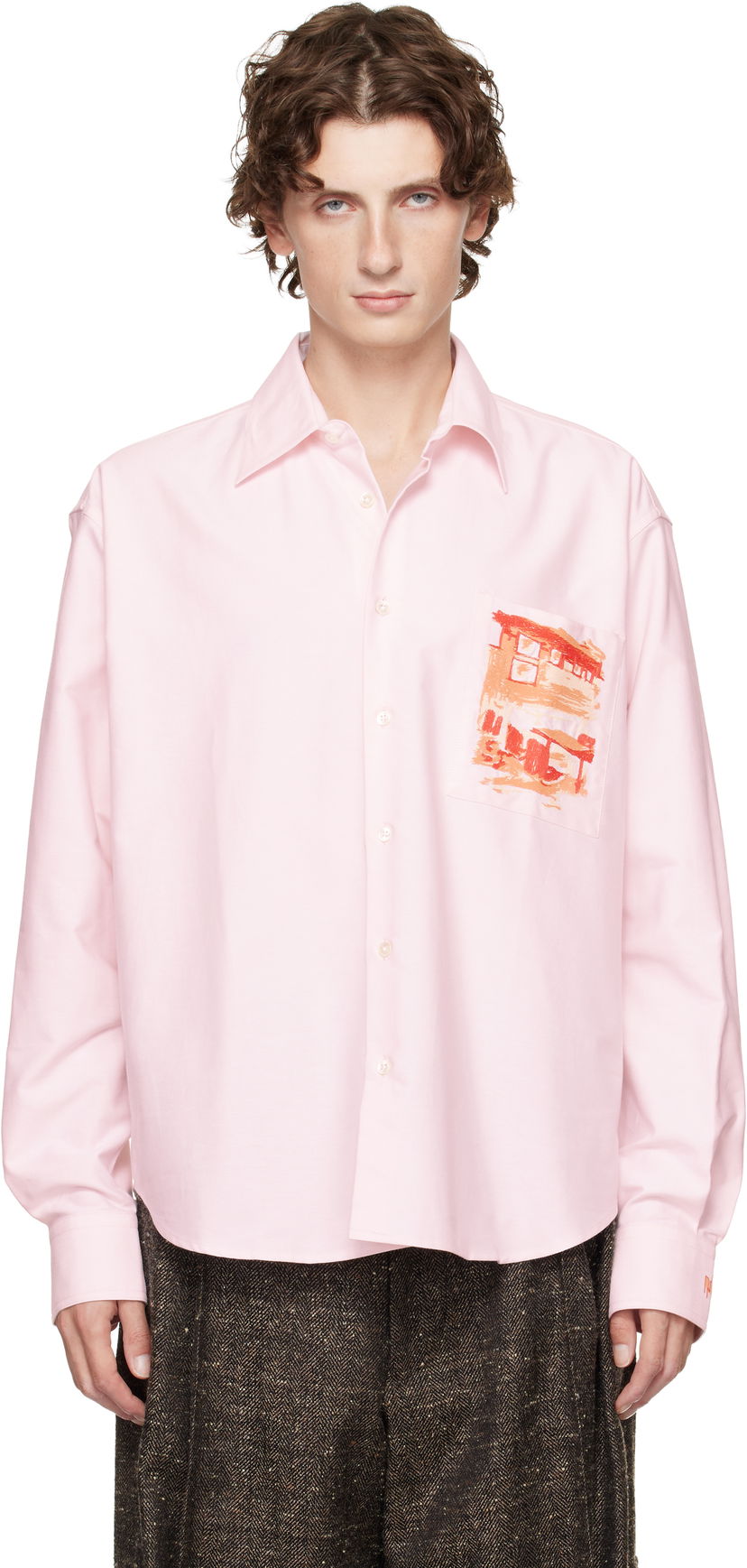 Srajce JW Anderson JW Anderson Café Scene Embroidery Shirt Roza | SH0372-PG1140