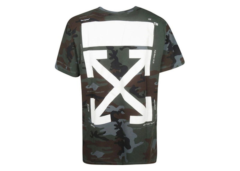 Majica Off-White Camo Slim Fit T-Shirt Green Camo Črna | OMAA027E191850179901