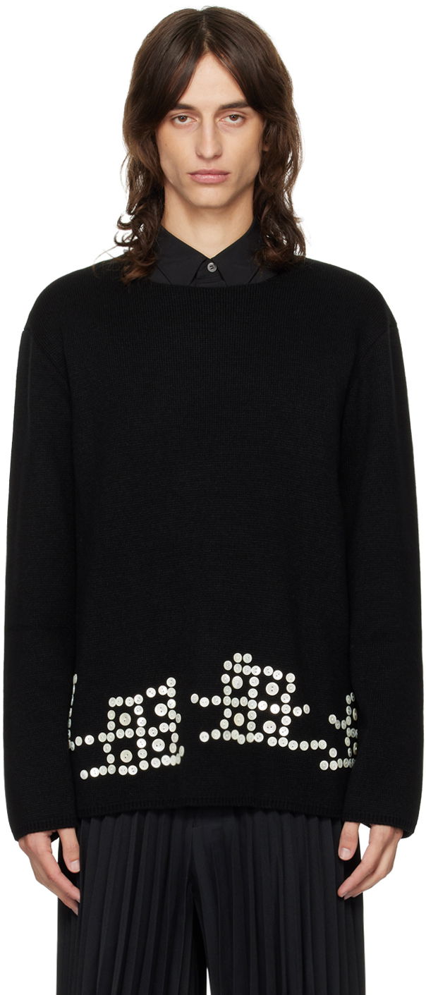 Pleteni pulover Comme des Garçons Homme Plus Black Buttons Sweater Črna | PN-N004-051