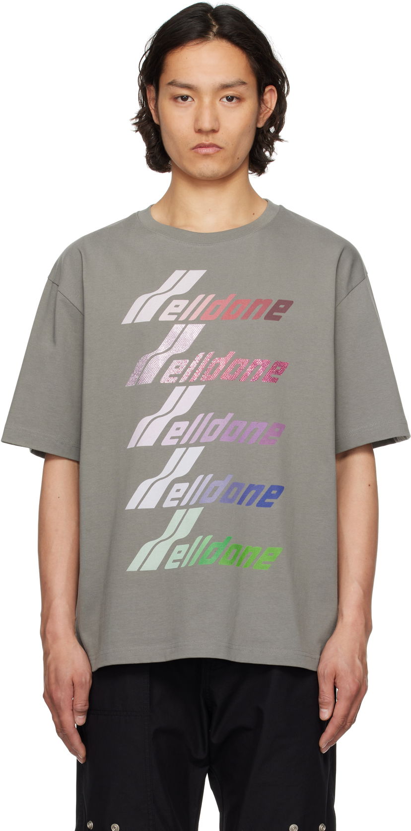 Majica We11done We11done Multi-Logo T-Shirt Siva | WD-TT1-25-764-U-GY
