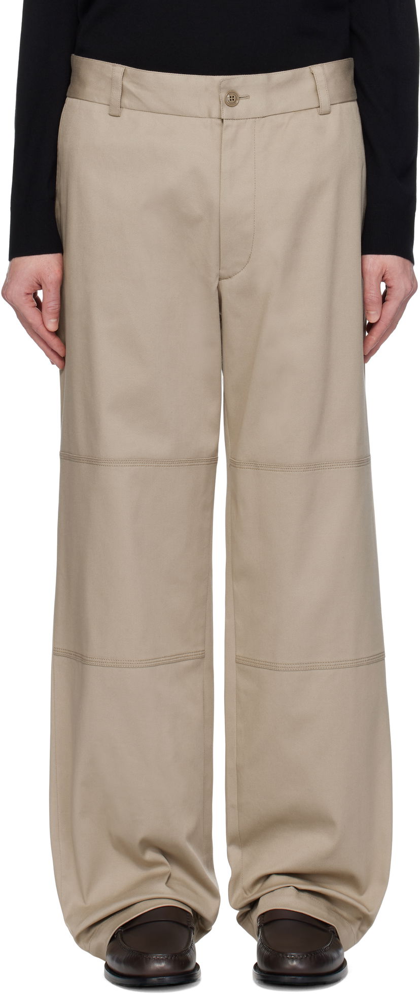 Hlače Moncler Moncler Cotton Gabardine Trousers Bež | K10912A0000657583