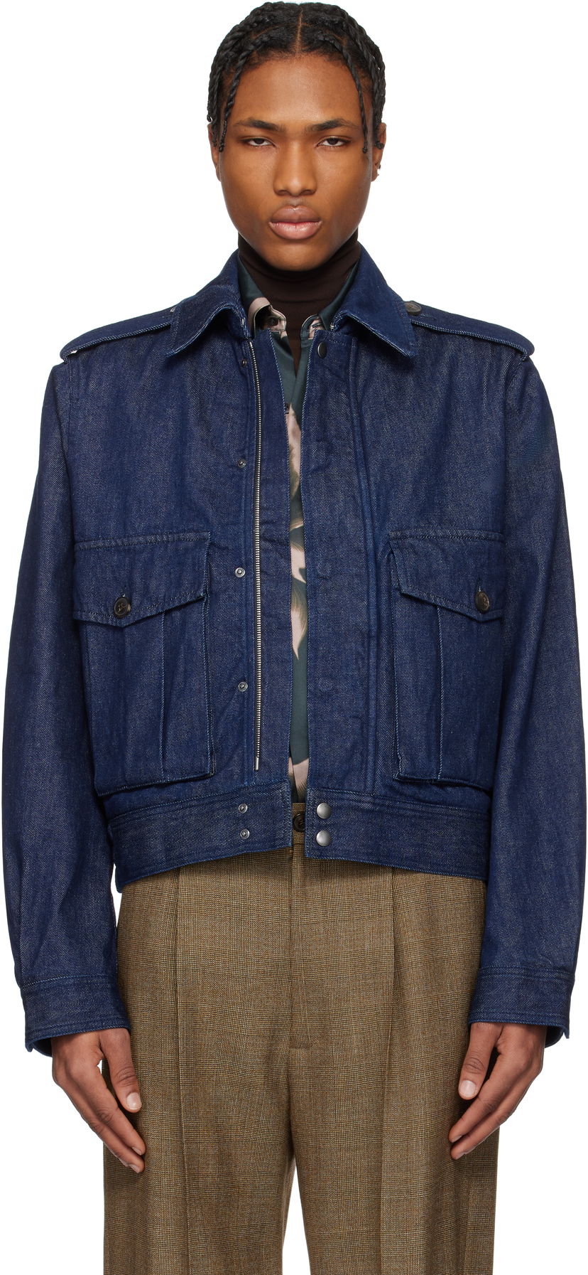 Bomber jakna Dries Van Noten Dries Van Noten Cropped Denim Jacket Modra | 251-020533-1562