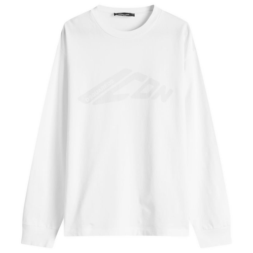 Majica DSQUARED2 ICON Loose Fit Long Sleeve T-Shirt, Size Large Bela | S79GC0108-S24583-100
