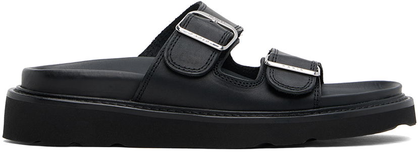 Oblačila KENZO Black Paris ' Matto' Leather Sandals Črna | FE55MU040L62
