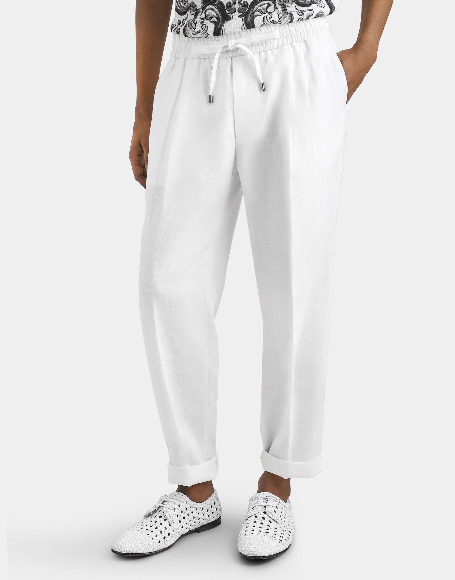Hlače Dolce & Gabbana Dolce & Gabbana Linen Jogging Trousers 44 Bela | GP12RZFU4JBW0111, 1