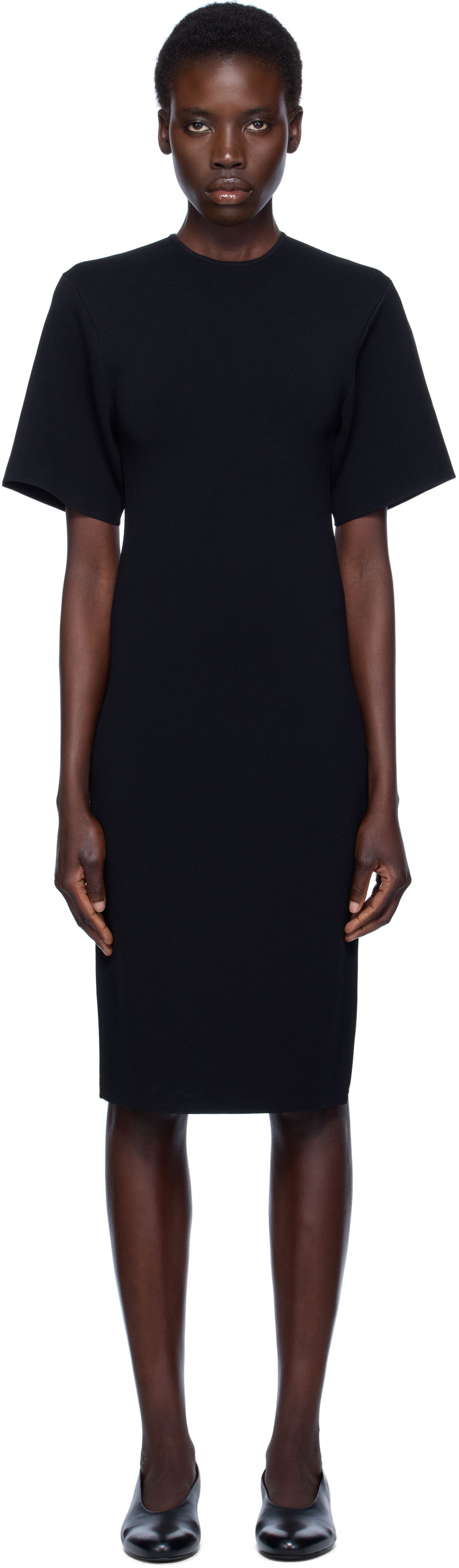 Obleke TOTEME TOTEME Knit Midi Tee Dress Črna | 253-WRD0232-YA0187, 0