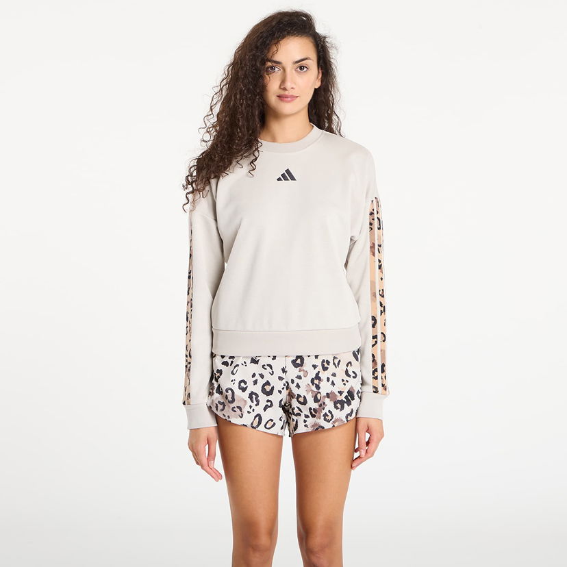 Pulover adidas Performance Animal Print French Terry 3 Stripes Sweatshirt Bež | JM1836