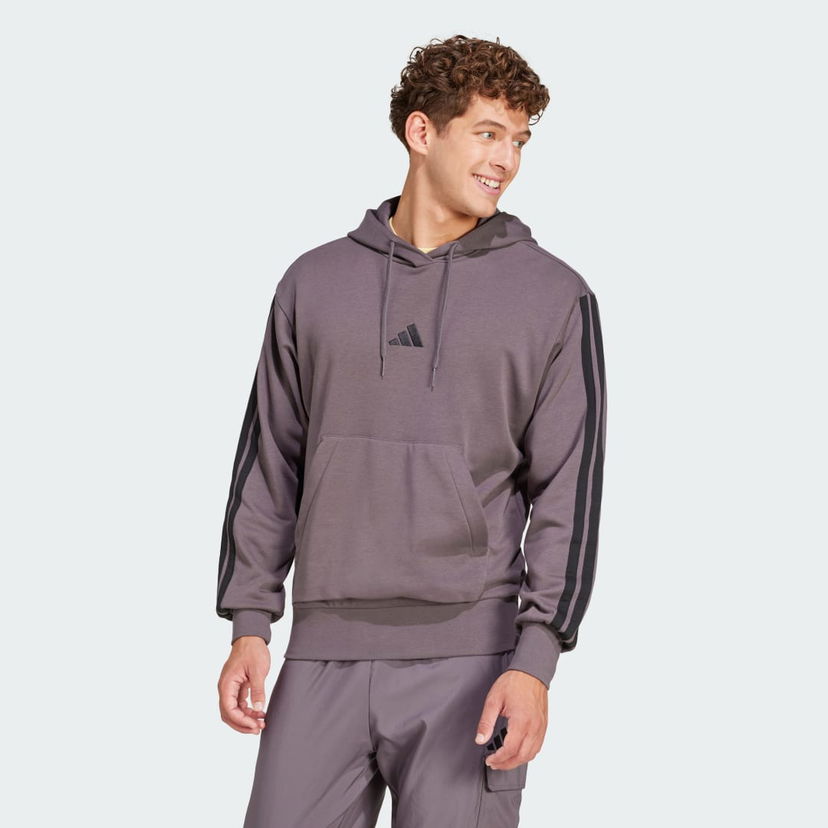 Pulover adidas Performance Essentials 3-Stripes French Terry Hoodie Lila | JE6365