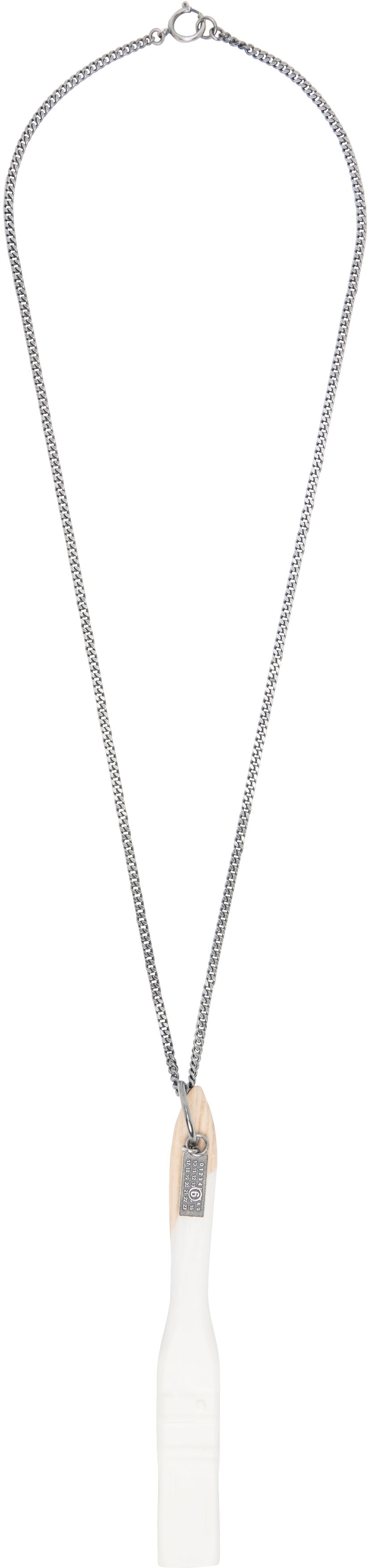 Ogrlica Maison Margiela MM6 Maison Margiela Paint Brush Pendant Curb Chain Necklace Bela | SM7UU0075 P7352