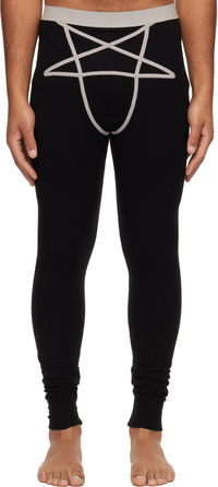 Rick Owens Concordians Thermal Leggings with Grey Pentagram Outline