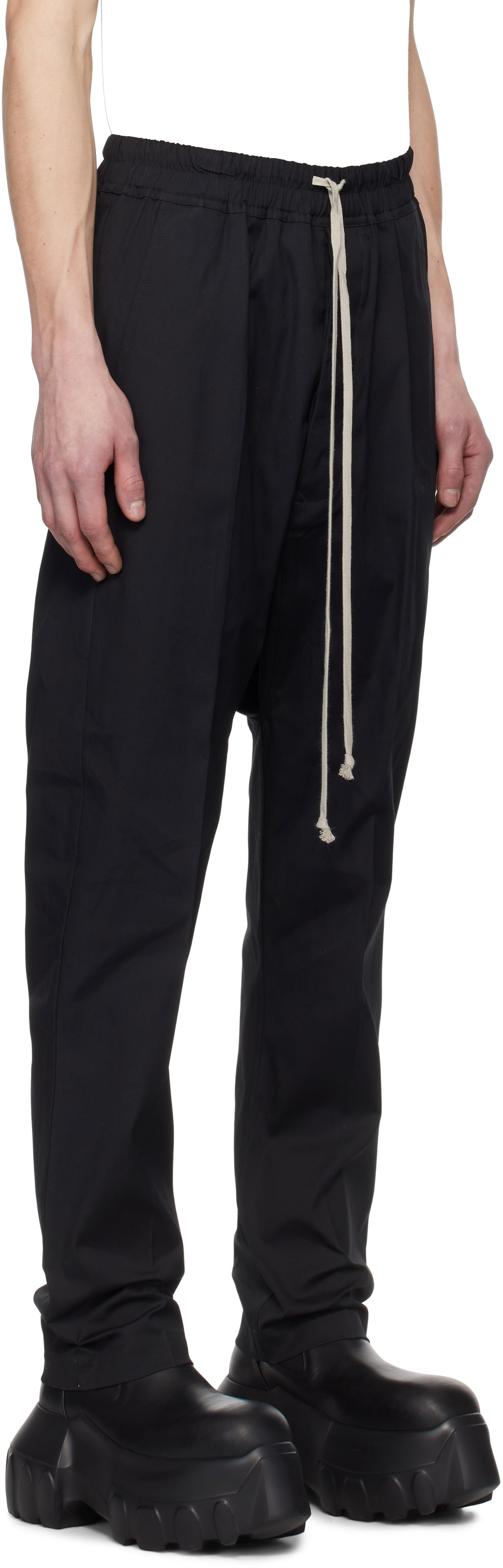 Hlače Rick Owens Rick Owens Hollywood Heavy Drawstring Trousers Črna | RU01E5380 TE, 1