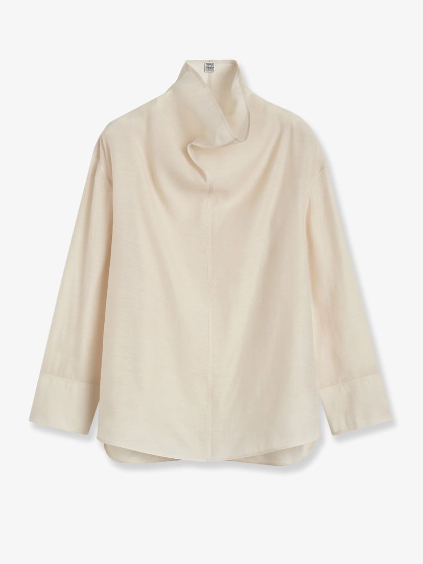 Srajce TOTEME Draped Neck Blouse Bež | 244WRT0371FB0265116