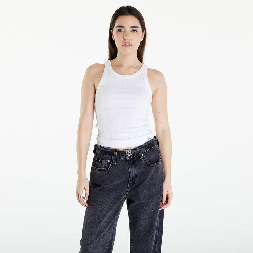 Kavbojke CALVIN KLEIN Dámské tílko Jeans Variegated Rib Woven Top Bright White Bela | J20J223104 YAF