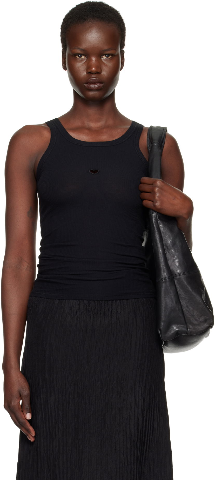 Majica brez rokavov Baserange Heart Tank Top Črna | TOHT-RB-000