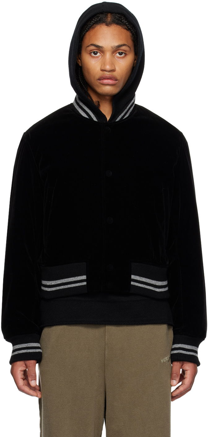 Bomber jakna We11done Padded Hooded Varsity Jacket Črna | WD-JP3-23-085-U-BK
