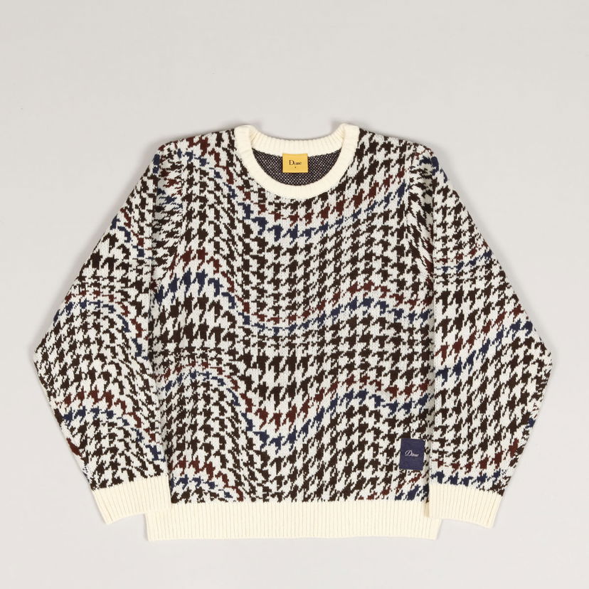 Pleteni pulover Dime Houndstooth Knit Sweater Bela | DIMEHO247CRE
