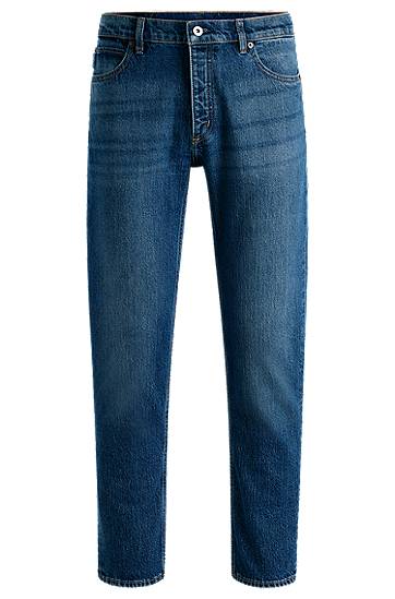 Kavbojke BOSS Tapered-Fit Stretch Denim Jeans Modra | 50511506