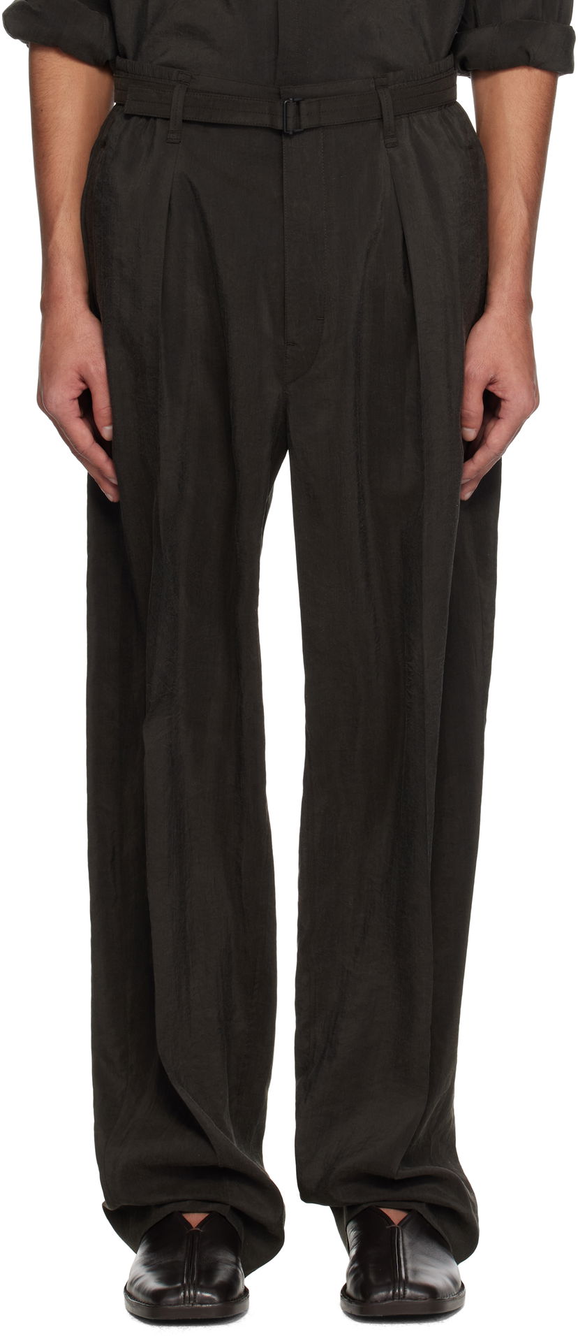 Hlače LEMAIRE Lemaire Belted Relaxed Trousers Črna | PA1196 LF1308