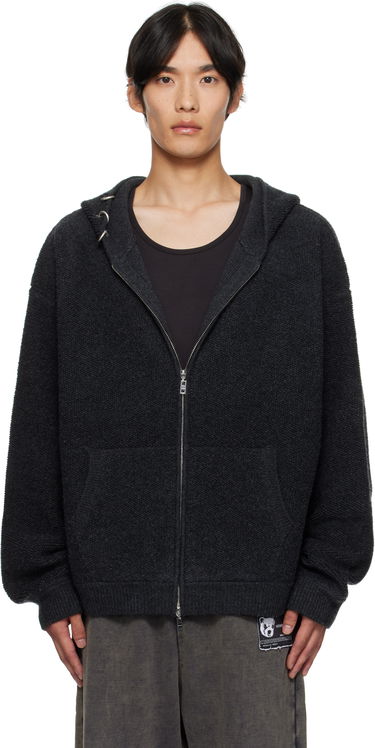 Pulover We11done We11done Bouclé Zip-Up Hoodie Siva | WD-KJ2-25-642-M-CH, 0