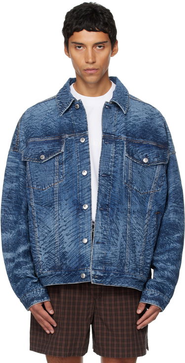 Jakna Alexander Wang Alexander Wang Graffiti Oversized Denim Trucker Jacket Modra | 6DC3252831, 0