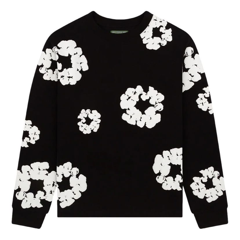 Pulover Denim Tears Denim Tears Wreath Print Long Sleeve T-Shirt Črna | DT-058