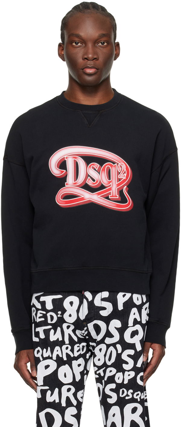 Pulover DSQUARED2 Drop Fit Sweatshirt Črna | S71GU0649_S25539