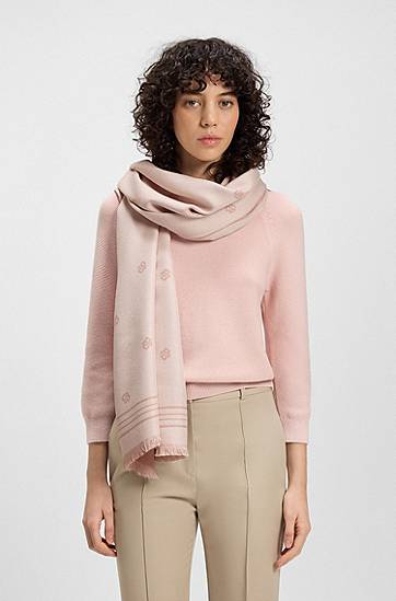 Šala BOSS Jacquard Scarf with Monogram Print Roza | 50535789, 1