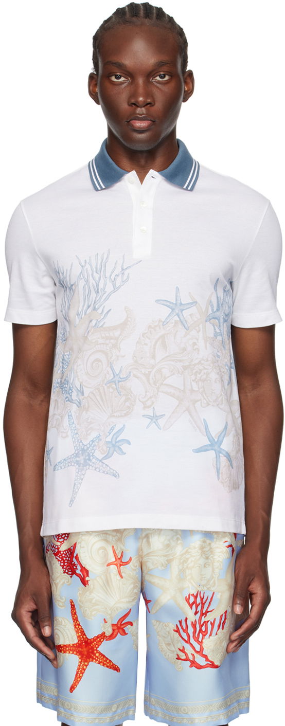 Oblačila Versace White Barocco Sea Polo Bela | 1013906_1A11303