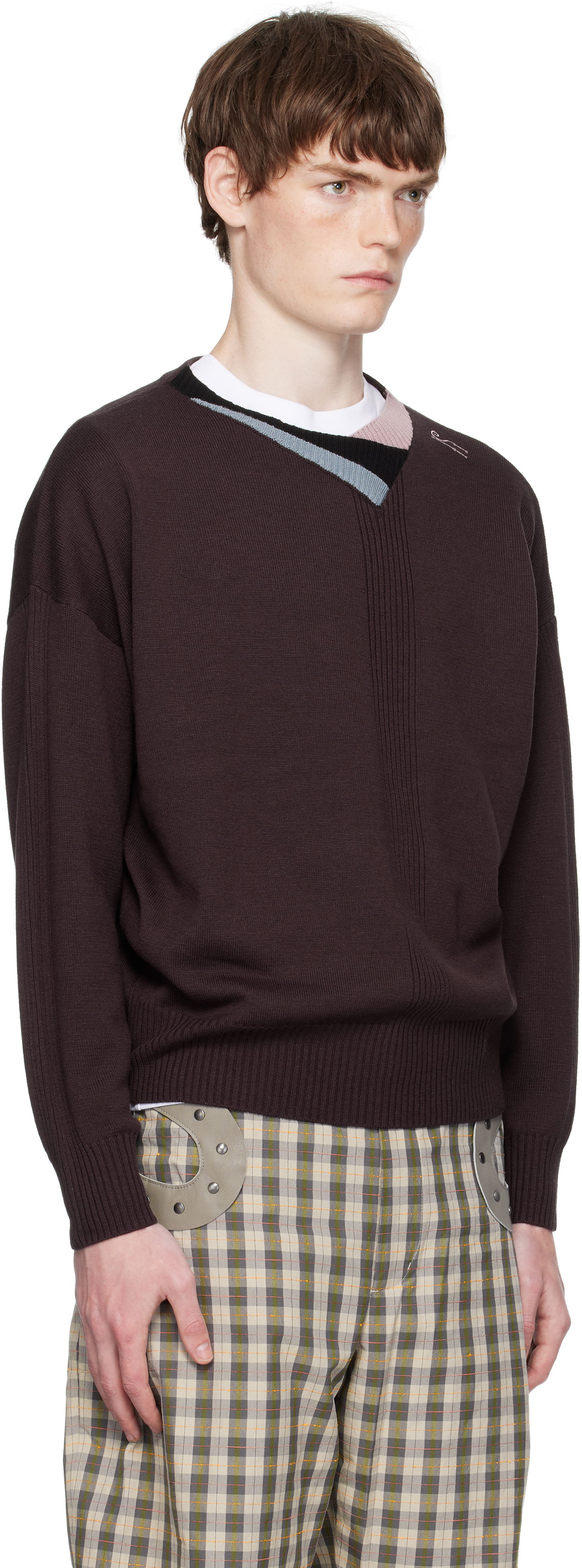 Pleteni pulover KIKO KOSTADINOV Kiko Kostadinov Vig Multi Collar Sweater Rjava | KKAW25KN04-97, 1
