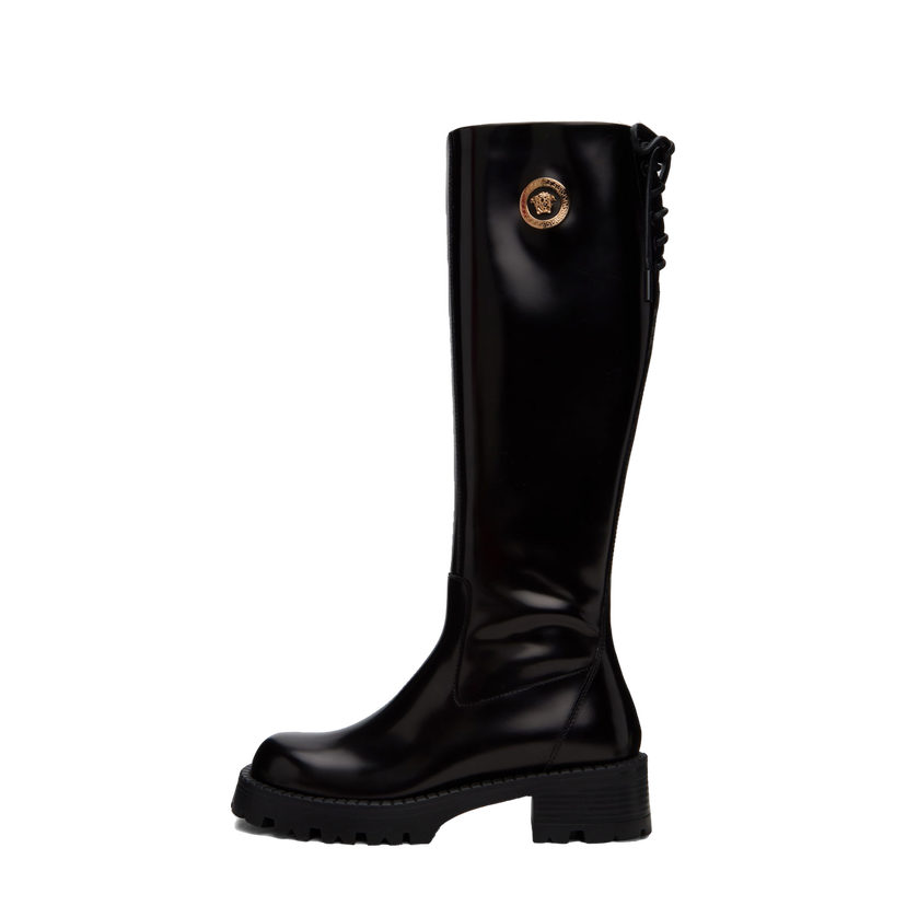 Superge in čevlji Versace Vagabond Knee High Leather Boots Črna | 1012490_1A08773