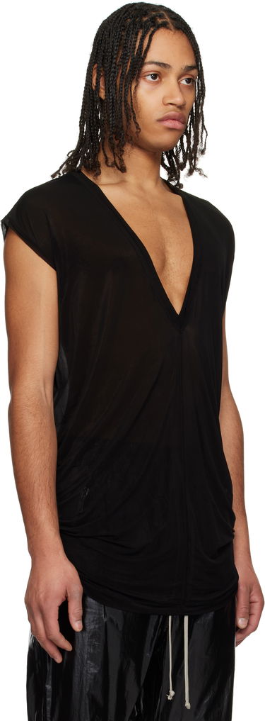 Majica brez rokavov Rick Owens Rick Owens Hollywood Jersey Deep V T-Shirt Črna | RU01E5233 BZ, 1