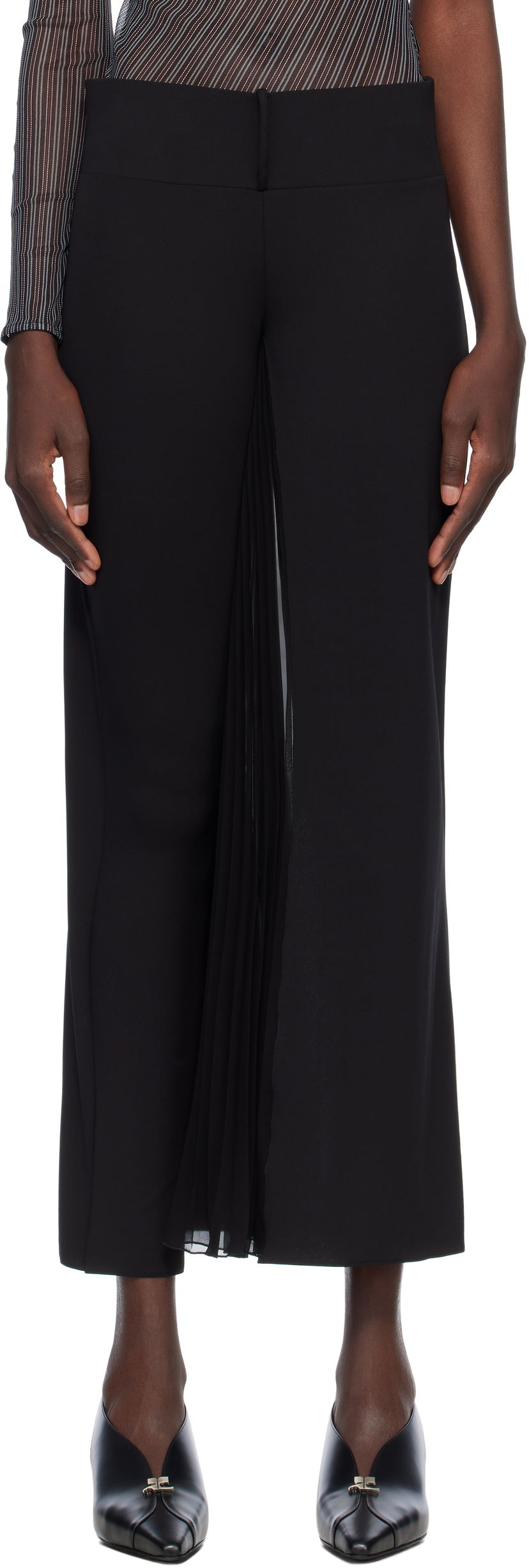 Hlače Courrèges Courrèges Infinity Pleats Jersey Trousers Črna | 225JPA325JS0220