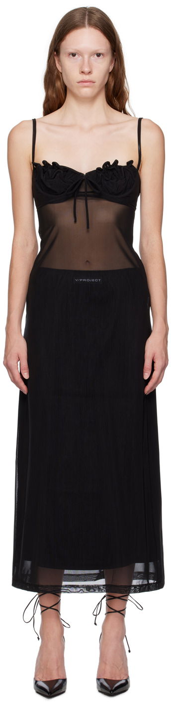 Obleke Y/PROJECT Black Wire Brasier Midi Dress Črna | WTSDRESS70-S25