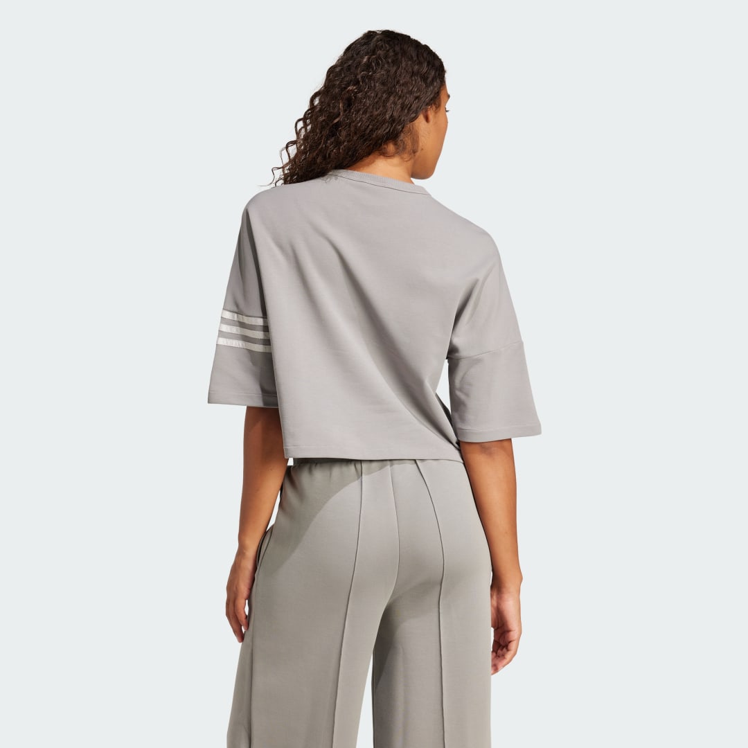 Krop-top adidas Performance Neuclassics Cropped Three Stripe Sweatshirt Siva | JI8509, 1