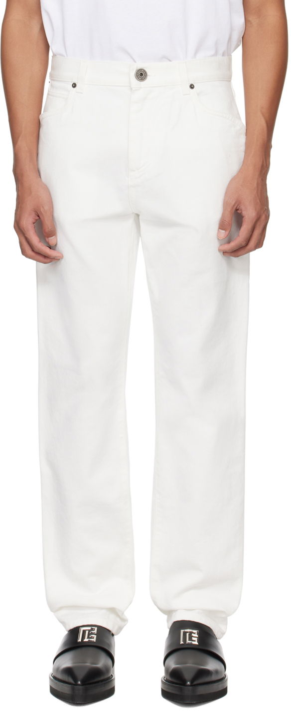 Kavbojke Balmain Straight-Leg Jeans Bela | CH1MI070DB69