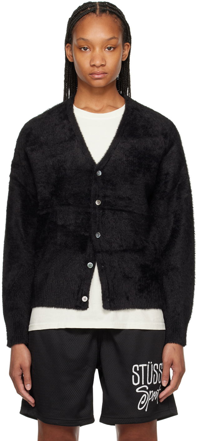 Pleteni pulover Stüssy Black Shaggy Cardigan Črna | 117094