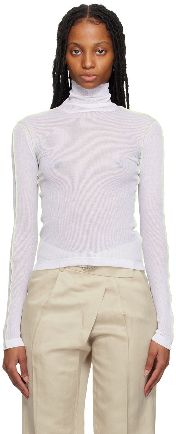 Pleteni pulover Helmut Lang Helmut Lang Sheer Turtleneck Top Bela | N01HW509