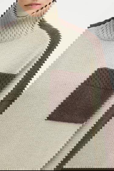 Pleteni pulover JW Anderson JW Anderson Two Tone Patch Pocket Turtleneck Sweater Večbarvna | KW1402.YN0367, 3