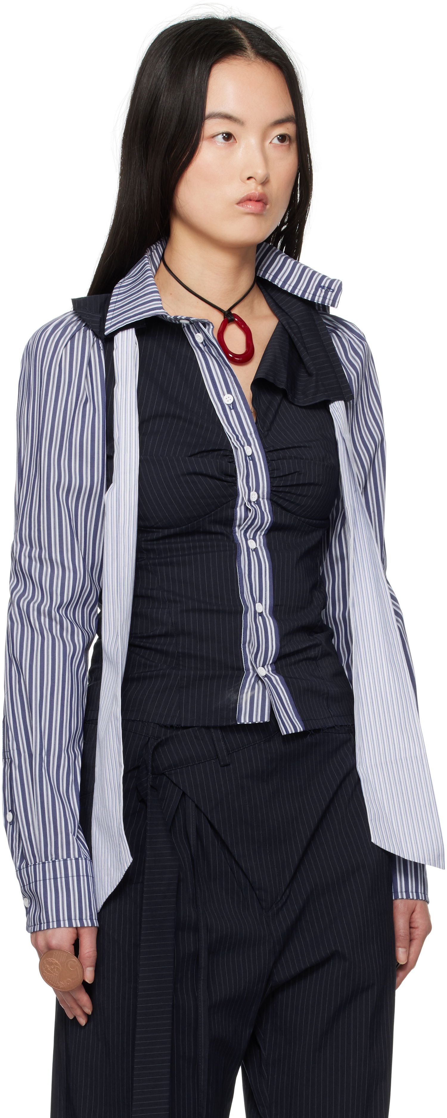 Srajce Ottolinger Ottolinger Deconstructed Lavallière Shirt Mornarica | 11140021102, 1
